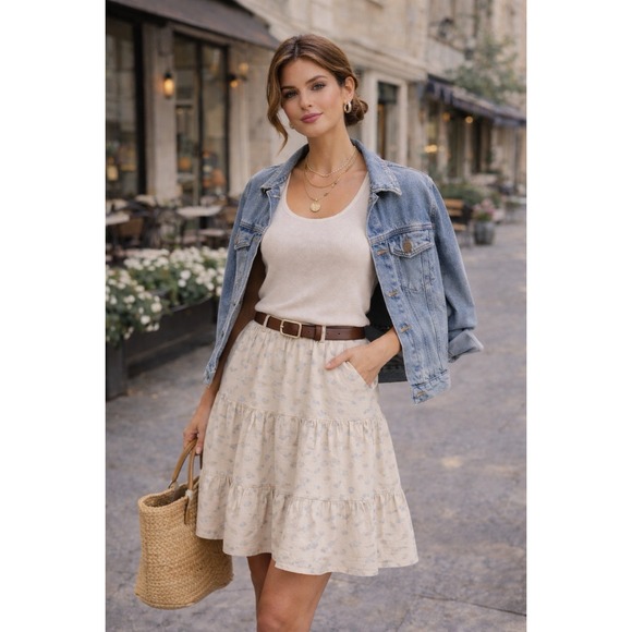 Marc Jacobs Dresses & Skirts - MARC JACOBS Cotton Floral A-Line Ruffle Tiered Skirt Cottagecore Clean Girl